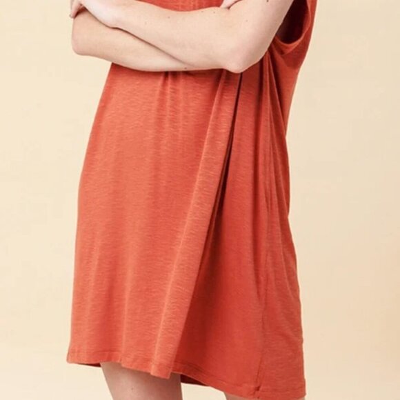 Daily Ritual Women's V Neck Dolman Shift Mini Dress/Long Top Terra Cotta - Picture 2 of 9